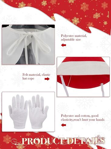 Jecery 3 Pcs Doll Costume Christmas Red Costume Santa's Dress Costumes Cone Hat with Gloves Faux Collar in Saudi Arabia