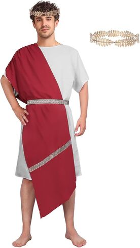 Mens Greek Toga Costume Adult - Greek God Costume with Gold Metal Headband, Zeus Costume Set for Halloween Cosplay in Saudi Arabia