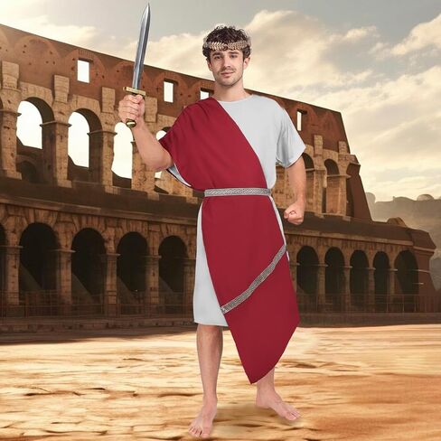 Mens Greek Toga Costume Adult - Greek God Costume with Gold Metal Headband, Zeus Costume Set for Halloween Cosplay in Saudi Arabia