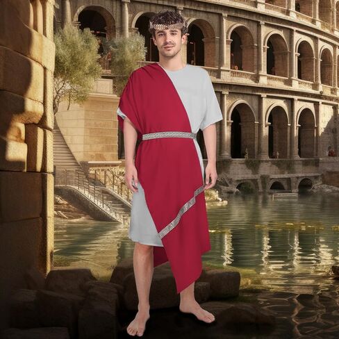 Mens Greek Toga Costume Adult - Greek God Costume with Gold Metal Headband, Zeus Costume Set for Halloween Cosplay in Saudi Arabia