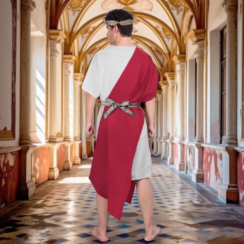 Mens Greek Toga Costume Adult - Greek God Costume with Gold Metal Headband, Zeus Costume Set for Halloween Cosplay in Saudi Arabia