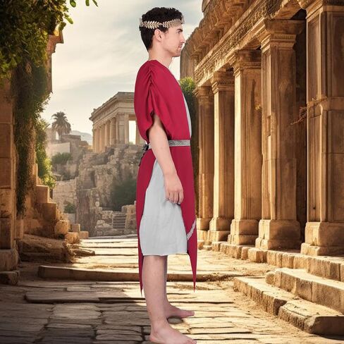 Mens Greek Toga Costume Adult - Greek God Costume with Gold Metal Headband, Zeus Costume Set for Halloween Cosplay in Saudi Arabia