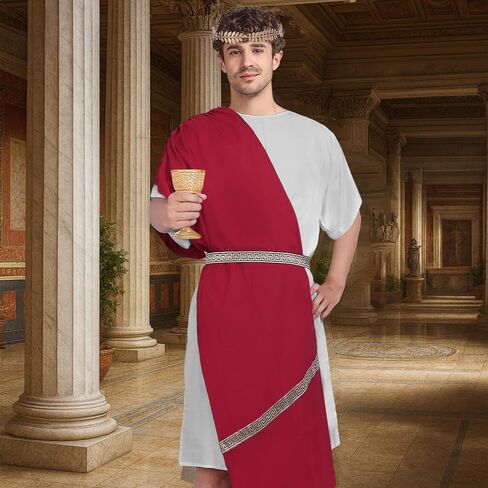 Mens Greek Toga Costume Adult - Greek God Costume with Gold Metal Headband, Zeus Costume Set for Halloween Cosplay in Saudi Arabia