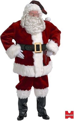 Halco Majestic Santa Suit Claus Deluxe Thick Burgundy Plush Pile Full Costume Set Outfit in Saudi Arabia