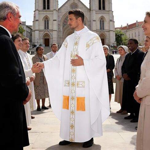 Church Catholic Priest Unisex Priest Costume with Stole Chasuble for Catholic Priests Clergy Robes for Men in Saudi Arabia