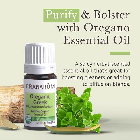 Pranarom - Oregano Essential Oil (5ml) - 100% Pure Natural Therapeutic Grade Essential Oil for Diffusing and Cleaning | USDA and ECOCERT Certified Organic in Saudi Arabia