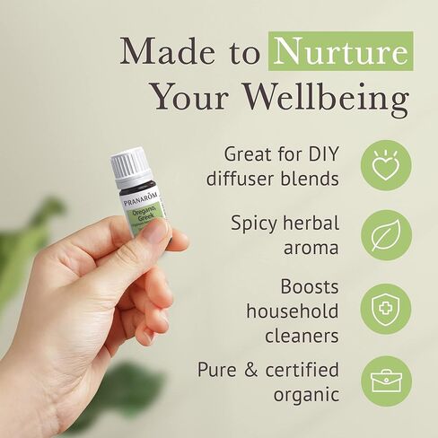 Pranarom - Oregano Essential Oil (5ml) - 100% Pure Natural Therapeutic Grade Essential Oil for Diffusing and Cleaning | USDA and ECOCERT Certified Organic in Saudi Arabia