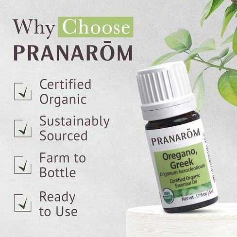 Pranarom - Oregano Essential Oil (5ml) - 100% Pure Natural Therapeutic Grade Essential Oil for Diffusing and Cleaning | USDA and ECOCERT Certified Organic in Saudi Arabia