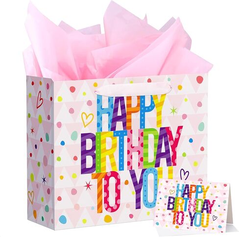 Bobobag 13" Large Gift Bag with Tissue Paper for Girls happy Birthday gift bags (Unicorn) in Kuwait