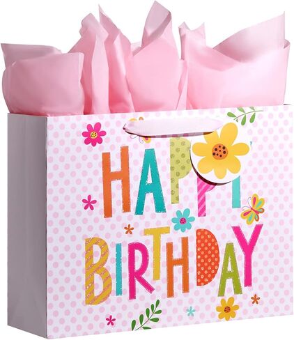Bobobag 13" Large Gift Bag with Tissue Paper for Girls happy Birthday gift bags (Unicorn) in Kuwait