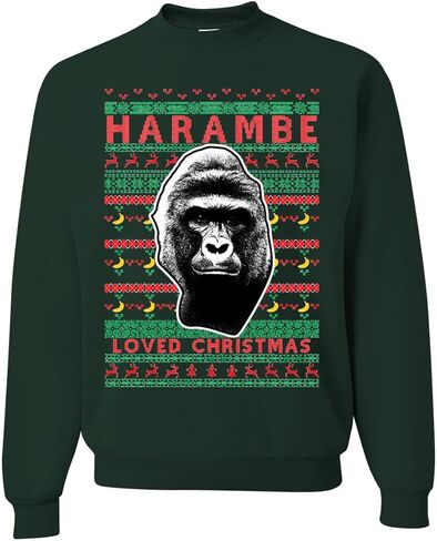 Wild Bobby Harambe Loved Christmas Ugly Christmas Sweater Unisex Crewneck Sweatshirt in Saudi Arabia