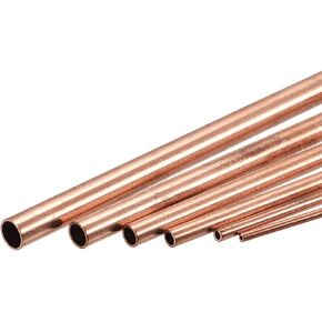 uxcell Copper Tube, 8mm 9mm 10mm 11mm 12mm 13mm OD x 0.5mm Wall Thickness 200mm Length Metal Tubing, Pack of 6