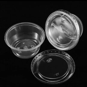 KOHAND 400PCS 3 oz Plastic Portion Souffle Cups with Lids, Disposable Sauce Sampling Cups Clear Jello Shot Container Condiment Cups Dip Dressing for Home Restaurant Takeaway
