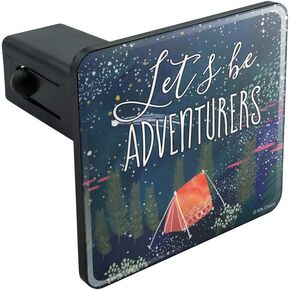 Let´s Be Adventurers Tent Camping Night Moon Shooting Stars Tow Trailer Hitch Cover Plug Insert