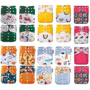 KaWaii Baby Reusable unisex Cloth Diaper Shells, One Size Adjustable Washable Leak-proof Pocket Baby Nappies - 20-Pack