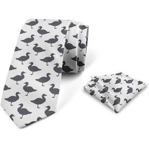Lunarable Men's Tie Set, Necktie Set Groom Handkerchief for Parties Weddings & All Occasions