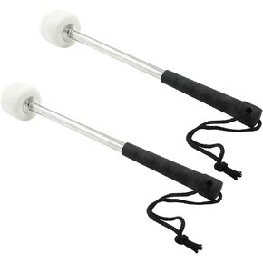 Bonsicoky 2 Pcs Felt Head Bass Drum Mallets Percussion Sticks, 12" Drum Mallets with Stainless Steel Handle