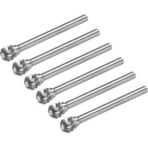 uxcell Tungsten Carbide Rotary Files 1/8" Shank, Double Cut Ball Shape Rotary Burrs Tool 6mm Dia, for Die Grinder Drill Bit Wood Soft Metal Carving Polishing Model Engineering, 6pcs