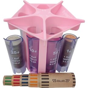 Byteen8 Coin Roller Coin Counter Tube Coin Sorter with Coin Wrappers, Change Sorter Change Counter Machine, Coin Organizer & Coin Holder, Sort Your Pocket Change & Coin Purse Pouch Quick & Accurate