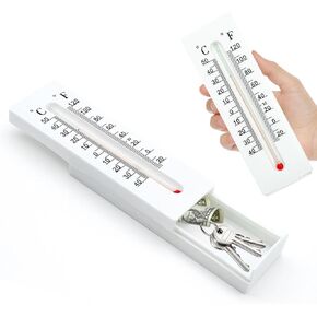 Dexspoeny Key Cabinet Outdoor, Key Lock Box, Thermometer Decorative Hide a Keys Lockbox for Outside Waterproof Dexspoeny Secret Hidden Storage Coins, Money and Hold House Spare Keys for Safe Storage