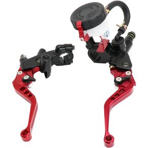 ZSDTRP Motorcycle 7/8" 22mm Handlebar Brake Master Cylinder Clutch Lever Left & Right Set Universal Compatible with Motorcycle Street Sport Dirt Pit Mini Bike Scooter ATV (Red)
