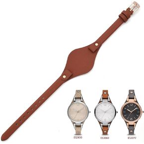 bullish 8mm Spring Bar Genuine Leather Watch Strap Replacement for Fossil ES3148 ES4119 ES4176 ES3262 ES3077 (brown)