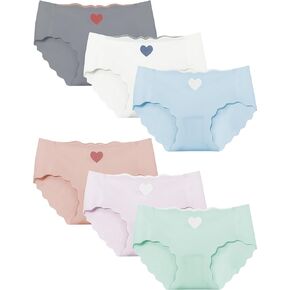 Kiench Teens Girls Seamless Bikini Underwear No Show Panties Tagless Pack of 6