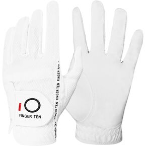FINGER TEN Men’s Golf Glove Left Hand Right Handed Golfer Rain Grip 1 Pack, Durable Fit for Hot Wet All Weather Small Medium Large XL XXL 3XL