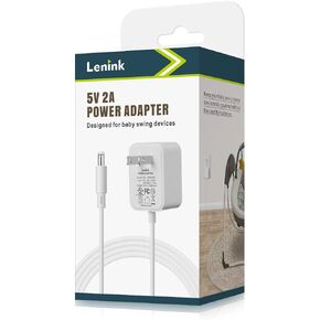 Lenink 5V 2A Baby Swing Power Cord Replacement Compatible with Graco DuetSoothe, DuetConnect LX, Simple Sway, Glider LX, Glider Elite and More (6ft, White)
