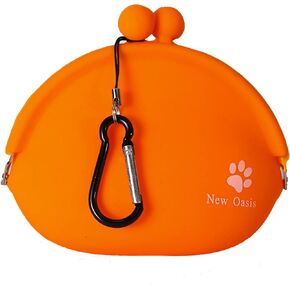 New Oasis Dog Treat Pouch, 10oz Small Portable Silicone Dog Training Pouch Reusable Dog Treat Bag with Carabiner Key Case Silicone Coin Pouch, Blue