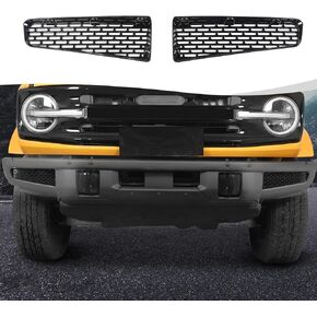 SQQP Front Bar Grill Mesh Grille Inserts Cover Trims Kit 2Pcs Compatible with Ford Bronco 2021-2023 2/4 Door Exterior Accessories (Black)