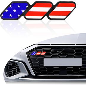1 PC Car Grille Insert Trims, ABS Front Grille Badge, 4.72" x 0.98" Tri-Color Decoration, Auto Center Mesh Sign, Compatible with Tacoma, 4 Runner, Tundra Models (Black & Gray & White)