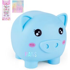 Piggy Bank Girls, Unbreakable Piggy Banks Large Money Coin Bank for Kids with DIY Stickers, for Birthday, Easter, Baby Shower, Rainbow