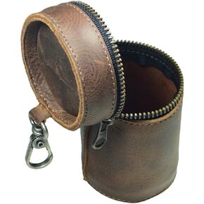 Hide & Drink, Leather Money Box, Piggy Bank Bucket, Zippered Pouch, Cash Organizer, Coin Case, Handmade Includes 101 Year Warranty :: Bourbon Brown