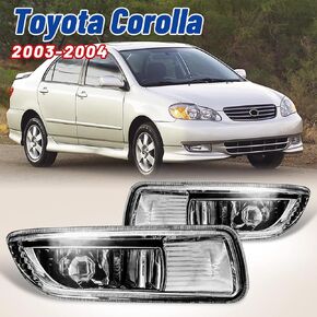 AUTOWIKI Fog Lights for 2003-2004 Toyota Corolla Fog Lamps OEM Replacement 1 Pair with Bulbs- H3 12V 55W(Clear Lens)