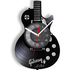 Acoustic Guitar 12" LED Vinyl LP Wall Art Wall Clock 7 Colors Musical Instrument Bedroom Home Interior Wall Decor Vinyl Record Night Light Wall Clock Rock N Roll Music Gift for Men Cave