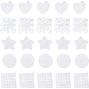 DIYEAH 50 Pcs Clear Plastic Canvas Shapes for Cross Stitch Art - Embroidery Canvas - Crochet Canvas Sheets - Include Heart - Square - Star - and Round Designs