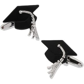 MRCUFF Graduation Cap Mortarboard Mortar board Hat Pair Cufflinks in a Presentation Gift Box & Polishing Cloth
