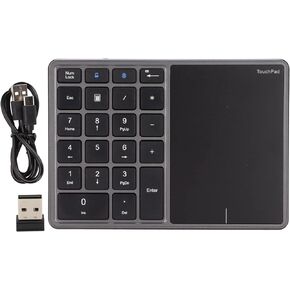 Estink 22 Keys Numeric Keypad, 2 in 1 Number Pad Kit with Touchpad 22 Keys BT4.2 2.4G C Charging 500mAh Battery Portable Numeric Keypad for Computer Laptop PC Desktop (Black)