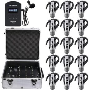 Retekess TT106 Church Translation System, Portable Wireless Tour Guide System, Easy to Clean, Clear Sound Quality, Interpretation System for Churches,Factory (Case of 1 Transmitter and 15 Receivers)