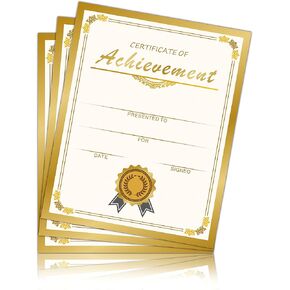 Gold Certificate of Achievement, Preschool Kindergarten Diploma Certificates for Kids, Graduation Certificates of Completion Award, Student of The Month Certificates for Students (25 Pcs)- 04