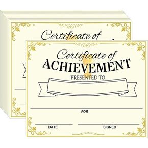 Gold Certificate of Completion Award Card Certificate of Achievement Awards 25 Pcs Graduation Diploma Award Certificates for Graduation Diploma Achievements for Students,School Ceremony 8 x 10 Inch