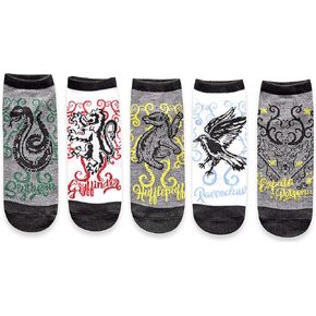 Harry Potter Houses Expecto Patronum Fancy Scroll Artwork Juniors/Womens 5 Pack Ankle Socks