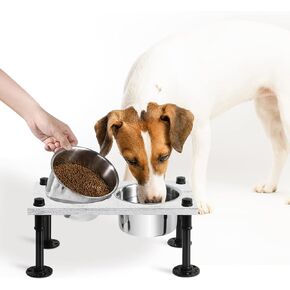 Raised Dog Bowls Farmhouse Wood Dog Food and Water Bowl Stand Elevated Dog Bowls for Large Dog 2 Stainless Steel Dog Food Bowls in Kuwait