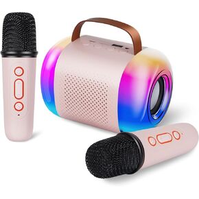آلة كاريوكي للأطفال مع 2 ميكروفونات لاسلكية وإضاءة ملونة، آلة كاريوكي صغيرة محمولة للأطفال البالغين، هدية عيد ميلاد عيد الميلاد للأطفال، لعبة هدية للفتيات بعمر 2/4/5/6/7/8/9/10/11/12+ الصبي، بي كيه in Kuwait