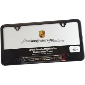 Porsche Genuine OEM Stainless Steel Nameplate License Frame - Matte Black Finish