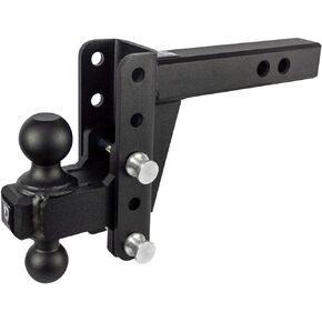 BulletProof Hitches 2.0" Adjustable Heavy Duty Trailer Hitch (22,000lb Rating) - 6" Drop/Rise Trailer Hitch with 2" & 2-5/16" Dual Ball - Black Textured Powder Coat, Solid Steel, Corrosion-Resistant