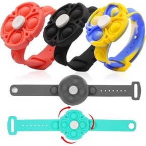 WDZZHOT Pop-Fidget Spinner Bracelet, 5 Pcs Sensory-Fidget Bracelets Wearable Adjustable Rotatable Silicone Popper Wristband Finger Press Party Favors Sensory Toy for Adults ADHD Kids Girls Boys