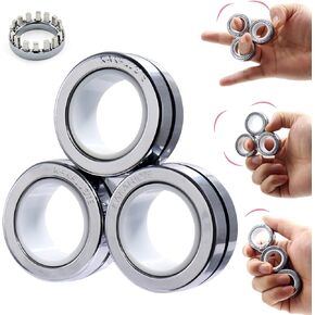 Upgraded Decompression Magnetic Rings Fidget Toys, Pack of 3, Silver, Copious Training Relieves Reducer Anxiety, Stress,Cool Neodymium Magnet Spinner for Adult