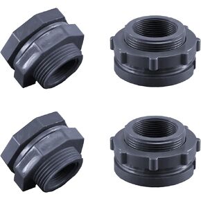 4PCS PVC 1-1/2'' Bulkhead Water Tank Connector Adapter Fitting with Gasket for Water Tank Rain Barrels Aquariums Bathtubs and Sink